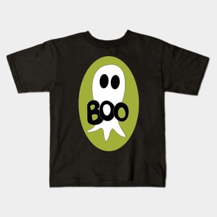 Cute Halloween ghost cartoon with BOO text Kids T-Shirt